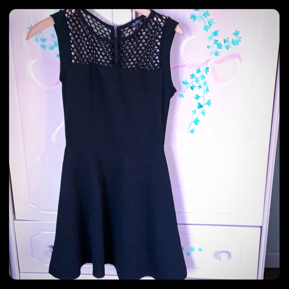 BeBop black circle dress with net detail